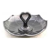 Black glass center handle tray with overlay