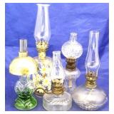 5 Assorted miniature oil lamps