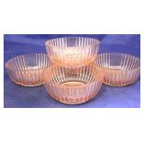 5 Pink Depression glass bowls