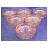 6 Jeanette Pink Cubist Depression Glass coasters
