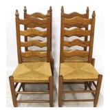 Set of 4 rush seat ladder back chairs