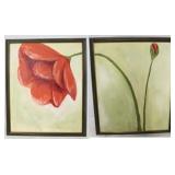 Large floral on canvas diptych