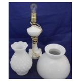 Milk glass lamp items