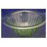 Green Depression glass mixing bowl