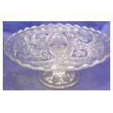 Pressed crystal glass cake stand