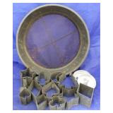 Group vintage cookie cutters & sifting pan