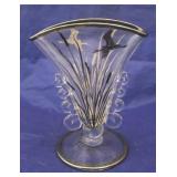 Heisey Lariat Silver Overlay Glass Fan Vase