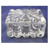 Heisey Crystolite cigarette box signed 4"X 3 1/2"