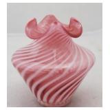 Fenton Cranberry Swirl Glass Vase