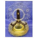 Lancaster Jubilee Yellow 7 Etched Glass Plates