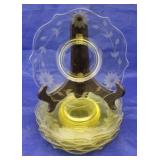 Lancaster Jubilee Yellow 8 Etched Glass Plates