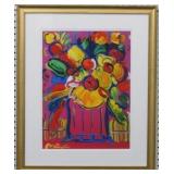 Pink vase giclee by Peter Max