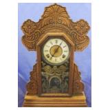 Ingraham vintage carved wood mantle clock