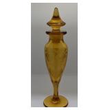Amber Glass Perfume Bottle w/ Cutting -Heisey?