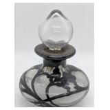 Silver Overlay Glass Perfume Bottle