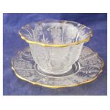 Fostoria Italian Lace etched Baroque mayo & liner