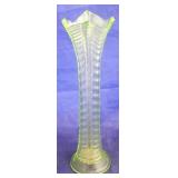 Depression green glass swung vase