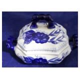 Blue & white covered dish