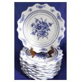 12 Blue & white dinner plates