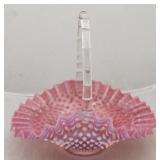 Fenton Cranberry Hobnail Glass Basket