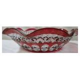 Cranberry Flashed & Cut Bowl