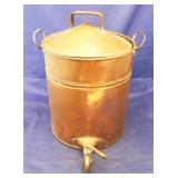Copper water cooler with spigot, brass trim