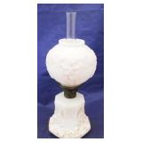 Milk Glass Oil Lamp  11" tall