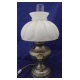 Vintage Electric Oil Lamp with Milk Glass Shade
