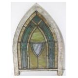 Arched vintage stained glass window