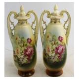 Pair Austrian lidded urns