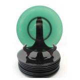 Set of 9 Forest Green Glass Plates