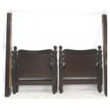 Pair Acanthus Carved Mahogany Twin Beds by Paine