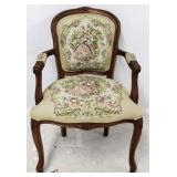 French carved arm chair - tapestry upholstery