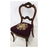 Victorian Carved Walnut Needlepoint Chair