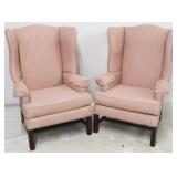 Pair Chippendale wingback chairs by Ideal Furn