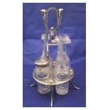 Silver Plated Etched Glass Caster Set