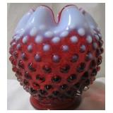 Fenton Cranberry Hobnail Opalescent Vase