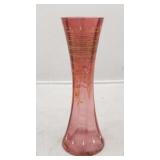 Painted Cranberry Art Glass Vase