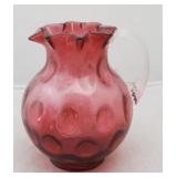 Fenton Cranberry Coin Dot Pitcher