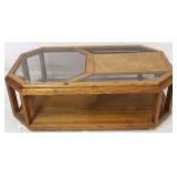 Mid-century Oak Glass Top Coffee Table
