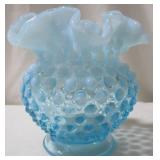 Fenton Blue Hobnail Opalescent Vase