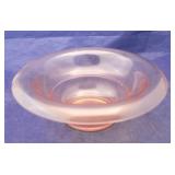 Pink glass bowl  9 3/4 round