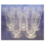 Set of 5 vintage wheel cut juice glasses