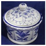 Blue & white covered dish