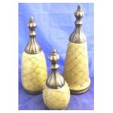 Three piece decorative bottle set