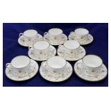 Set of 8 Coalport "Brookdale" Cups and Saucers