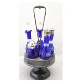 Bohemian Cobalt Blue Glass Caster Set