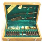 47 Piece vintage flatware set in wood box