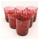 Set of 6 Cranberry Glass Tumblers