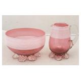 Cranberry Glass Creamer & Sugar Set (2pcs)
